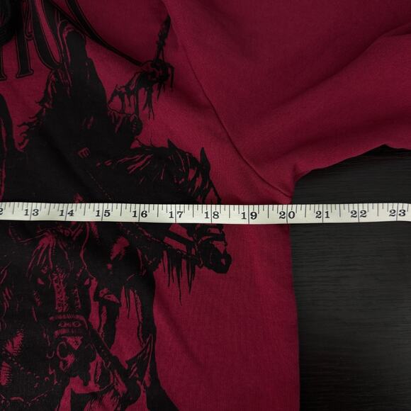 Affliction Hoodie Men Small Black Knight Graphic Pullover Y2K Gothic Grunge Red - Picture 10 of 12